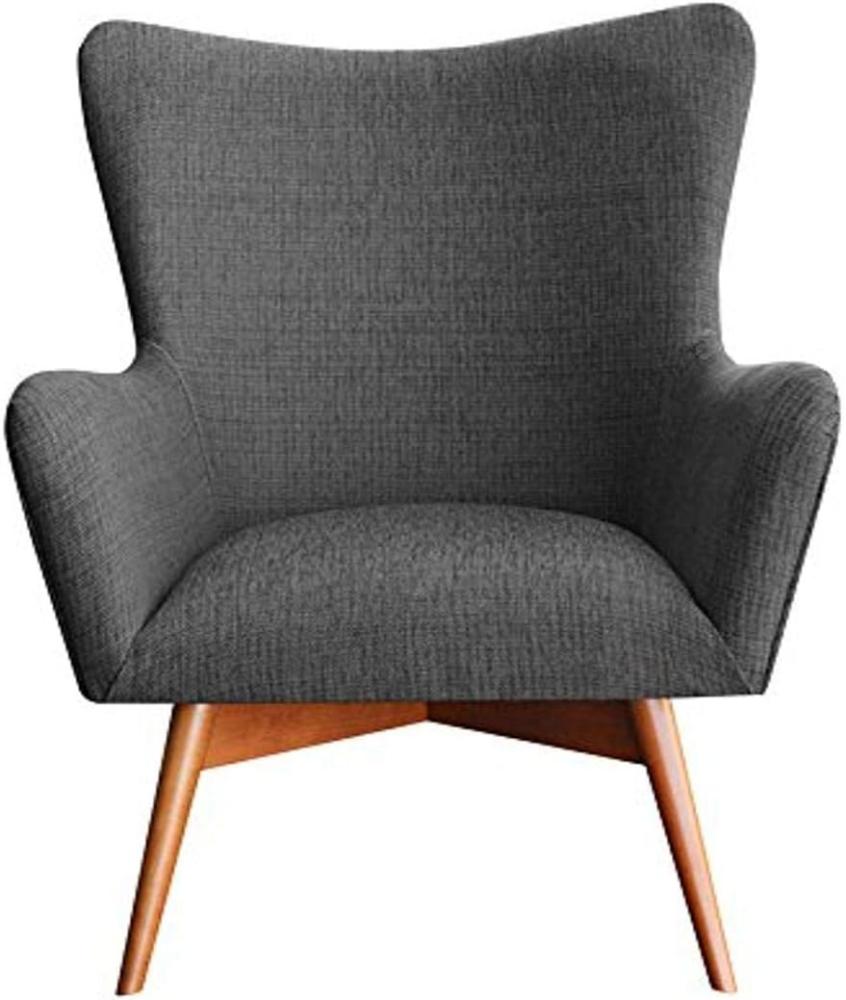 Happy Barok Sessel Wesley, Wollmischung, Graphite, 60 x 55 x 86 cm, Polstermaterial: Polyestermischung, 86 cm H x 60 cm B x 55 cm T Bild 1