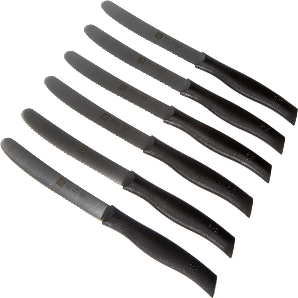 ZWILLING Twin Grip Messer-Set, 6-teilig, Frühstücksmesser, Klingenlänge: 12 cm, Rostfreier Spezialstahl/Kunststoff-Griff, Schwarz Bild 1