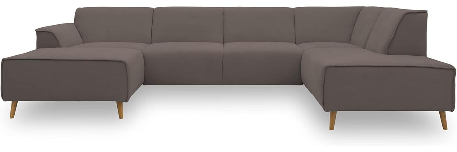 DOMO Collection Jules Wohnlandschaft, Skandinavisches Sofa mit Federkern, Couch in U-Form, braun (kaki), 159x333x191 cm Bild 1