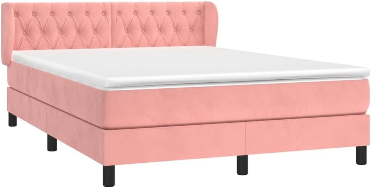 Boxspringbett mit Matratze Rosa 140x200 cm Samt Bild 1