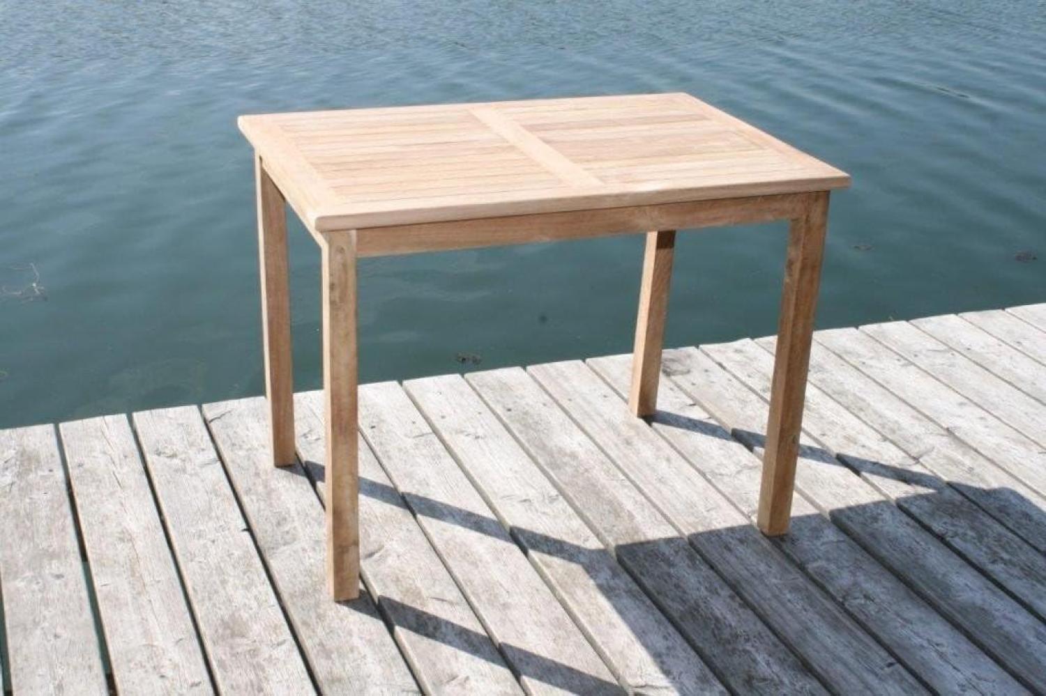 Premium Teak Tisch rechteckig Gartentisch Gartenmöbel Teakmöbel Holztisch 100 cm Bild 1