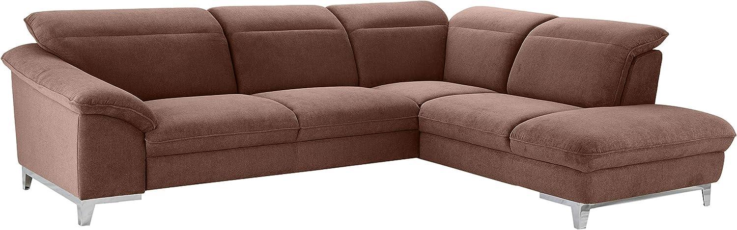 Mivano Eckcouch Teresa / L-Form-Sofa mit verstellbaren Kopfstützen und Ottomane / 293 x 84 x 232 / Mikrofaser, Braun Bild 1