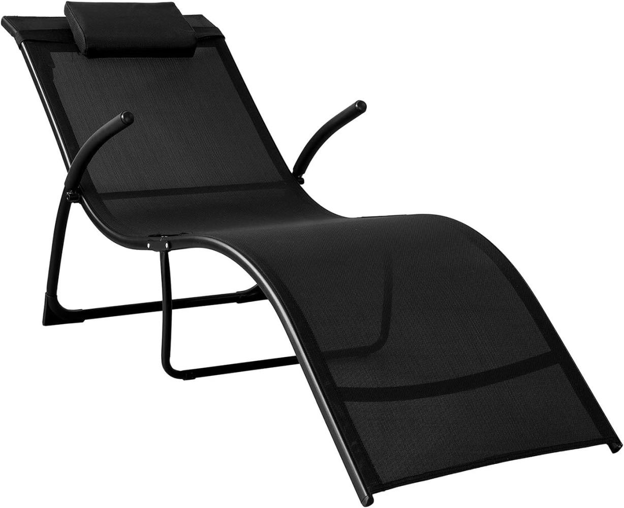 SoBuy OGS45-SCH Sonnenliege klappbar Gartenliege Relaxstuhl Liegestuhl mit Kopfkissen Klappliege Schwarz Belastbarkeit 150 kg BHT ca: 60x69x173cm Bild 1