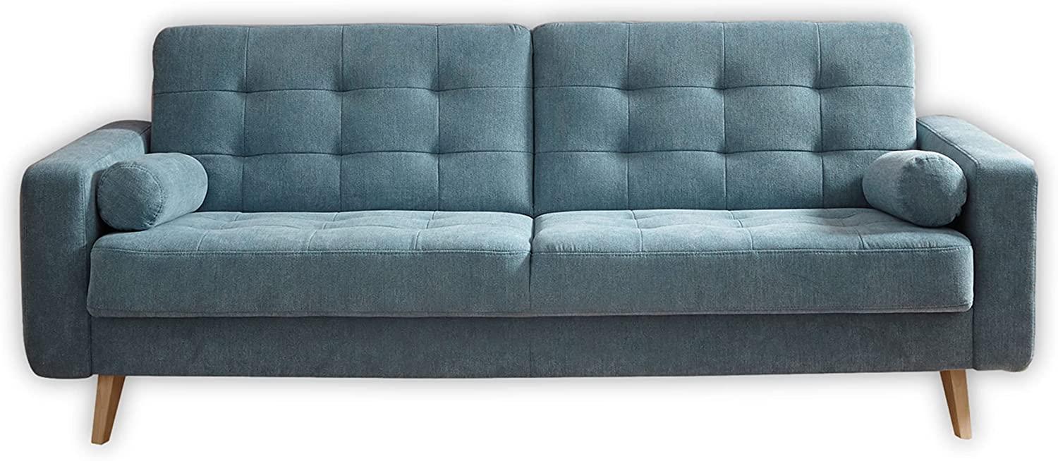 Couch Sofa Schlafcouch Schlafsofa Schlaffunktion Zweisitzer blau denim 222 cm Bild 1