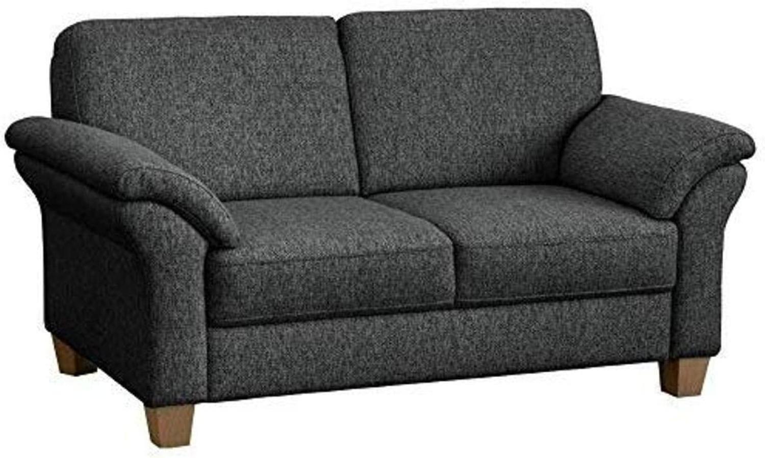 CAVADORE 2-Sitzer Byrum / Große 2er-Couch im Landhausstil mit Federkern / Passend zur edlen Sofagarnitur Byrum / 156 x 87 x 88 / Flachgewebe: Grau Bild 1