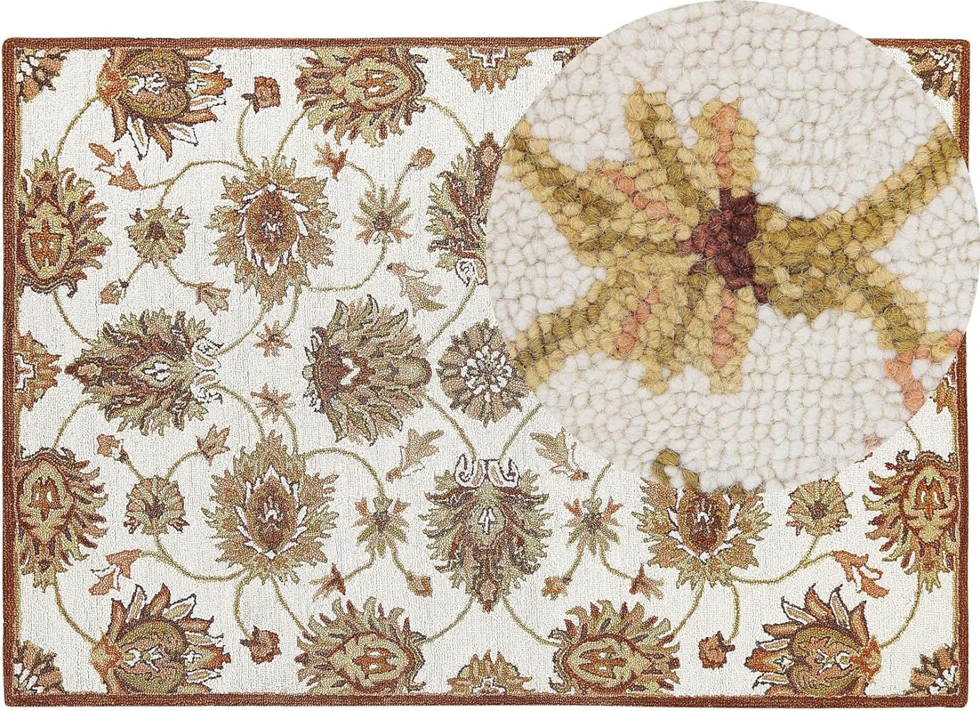 Teppich Wolle beige braun 160 x 130 cm Kurzflor EZINE Bild 1