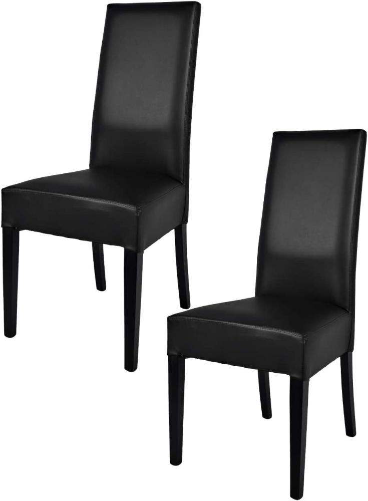 Tommychairs - 2er Set Moderne Stühle Luisa für Küche und Esszimmer, robuste Struktur aus lackiertem Buchenholz Farbe Schwarz, Gepolstert und mit schwarzem Kunstleder bezogen Bild 1