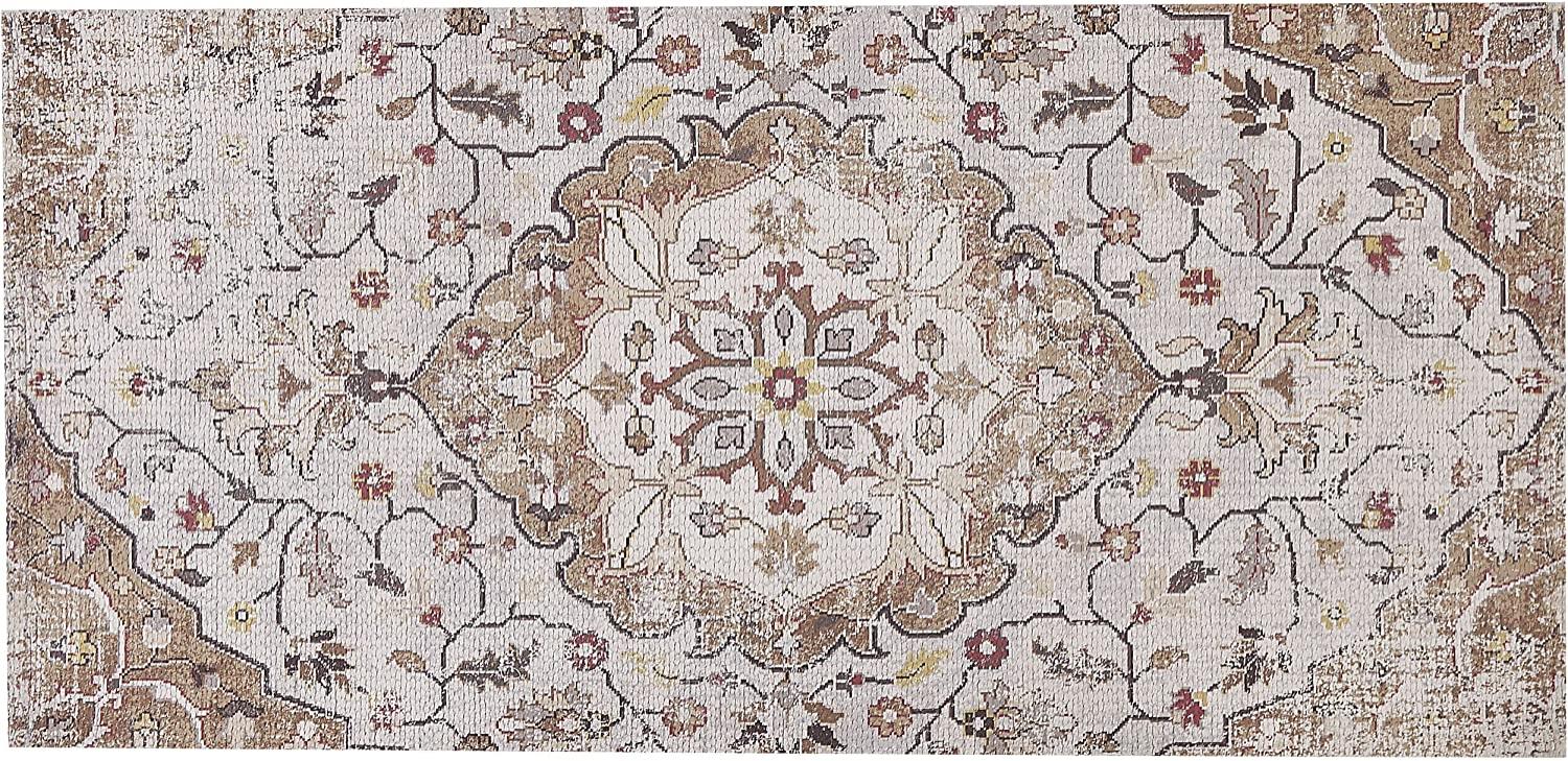 Teppich beige / braun 80 x 150 cm Blumenmuster Kurzflor KATTAKKADA Bild 1