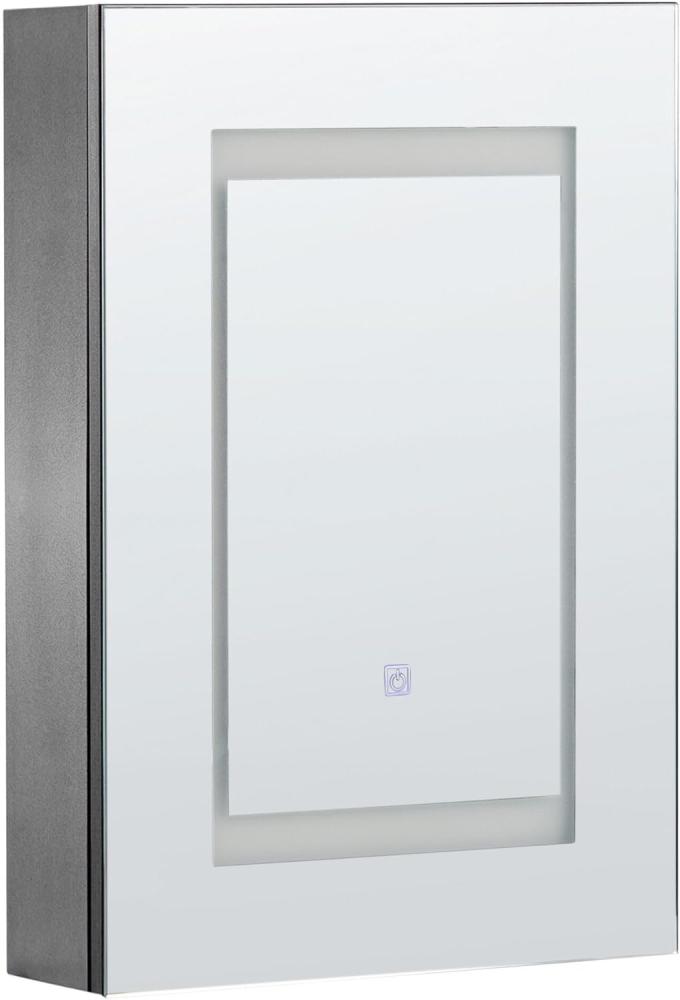 Bad Spiegelschrank schwarz silber mit LED-Beleuchtung 40 x 60 cm MALASPINA Bild 1
