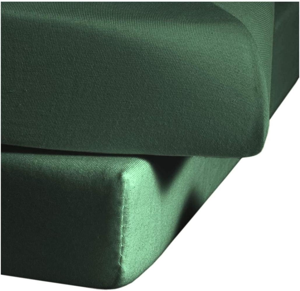 Fleuresse Mako-Jersey-Spannlaken comfort Farbe jagdgrün 7060 Größe: 200x200 cm Bild 1