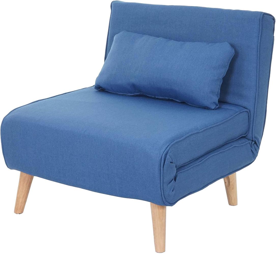 Schlafsessel HWC-D35, Schlafsofa Funktionssessel Klappsessel Relaxsessel Jugendsessel Sessel, Stoff/Textil ~ blau Bild 1