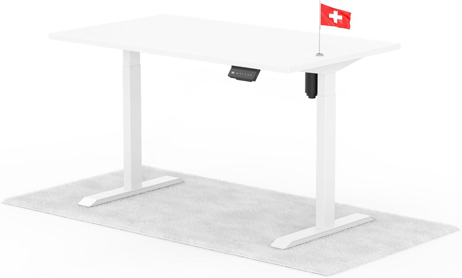 elektrisch höhenverstellbarer Schreibtisch ECO 140 x 80 cm - Gestell Weiss, Platte Weiss Bild 1