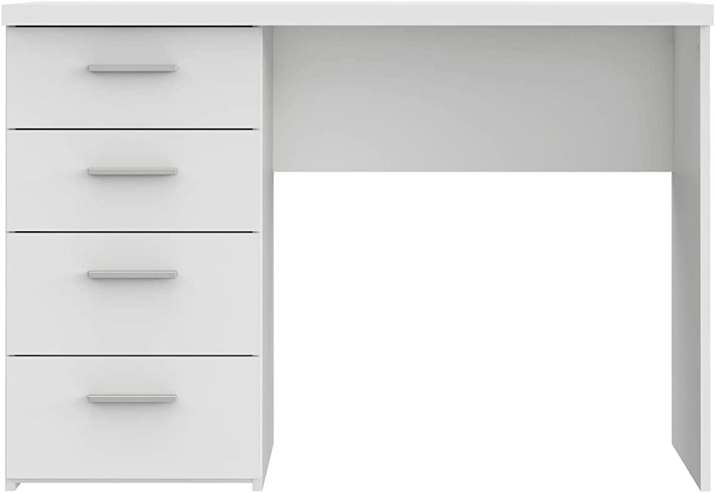 FORTE Net 106 Schreibtisch mit 4 Schubkästen, Holzwerkstoff, Weiß matt, B x H x T: 110 x 76. 5 x 60 cm Bild 1