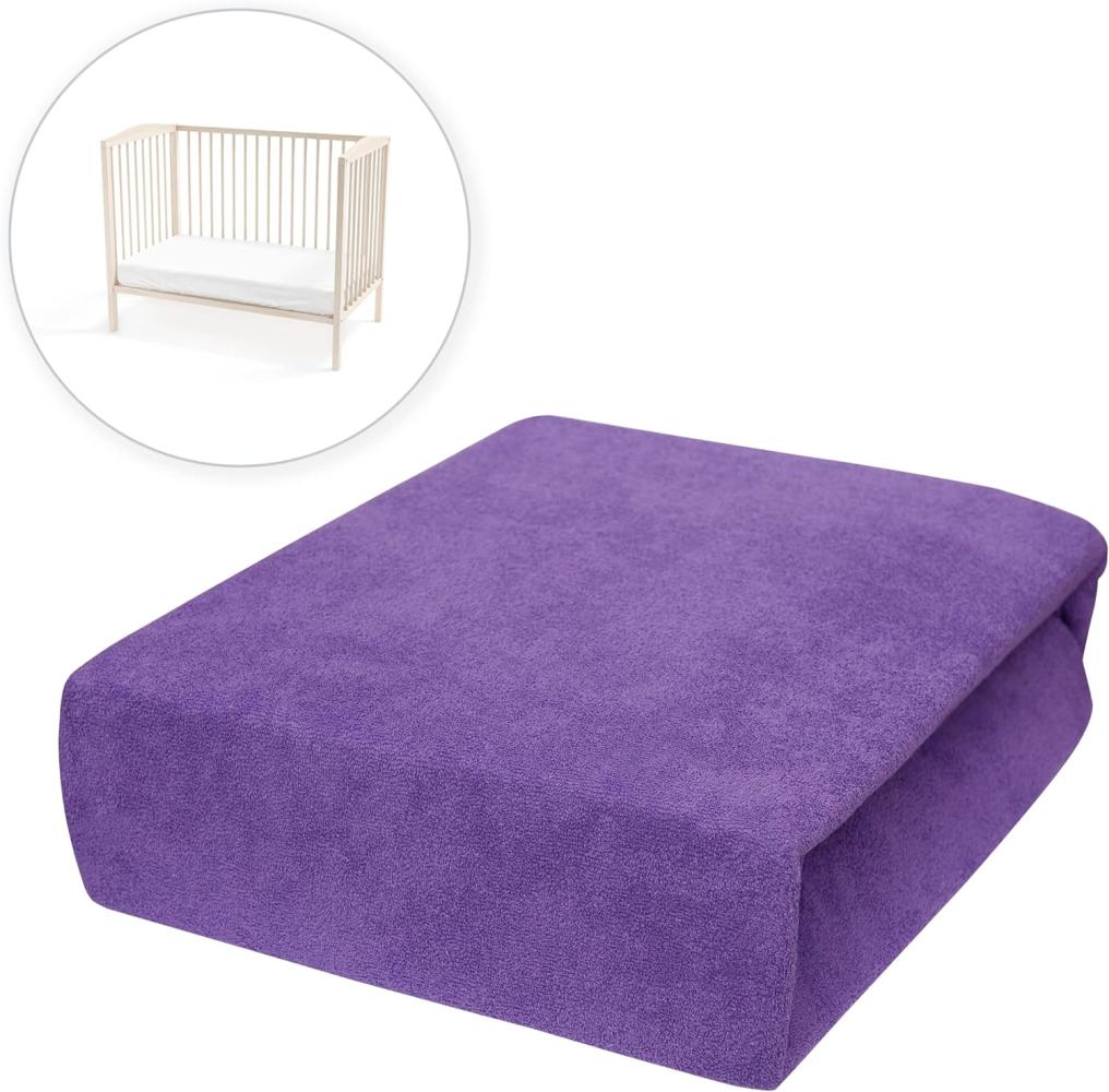 Frottier Spannbettuch passend zu 160x70 cm Kinderbett Matratze (Violett) Bild 1