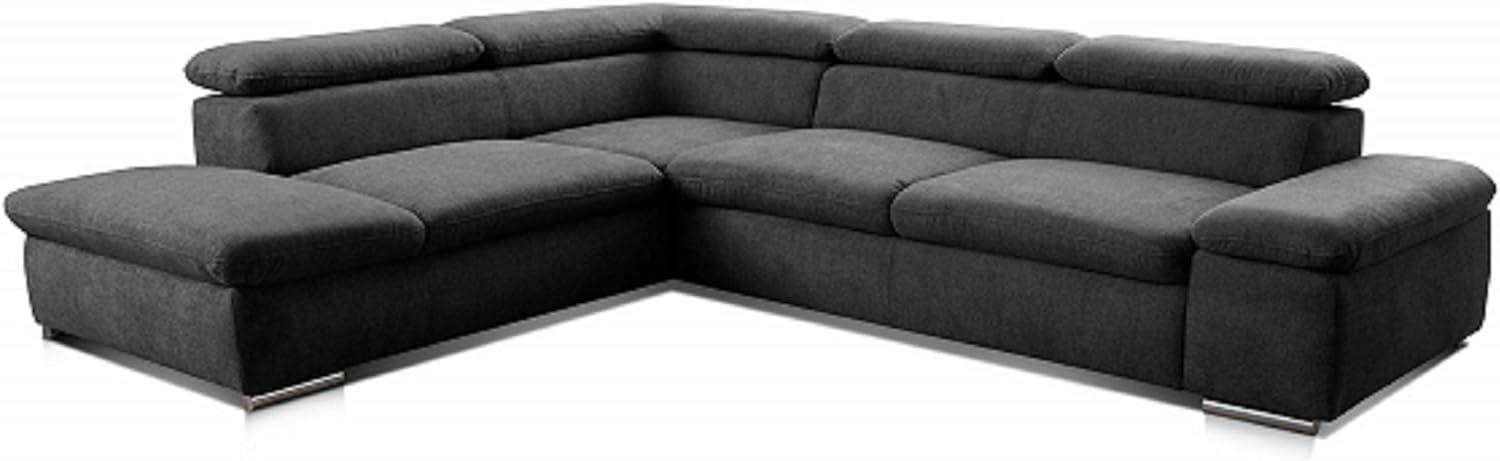 Cavadore Ecksofa Alkatraz / Großes Sofa in L-Form mit Ottomanen links und verstellbaren Kopfstützen/ Modernes Design / 274 x 66 x 228 cm / Schwarz Bild 1