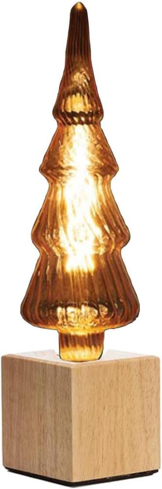 Tischlampe Würfel Holz Eiche 9x9cm mit Deko LED Tannenbaum Bild 1