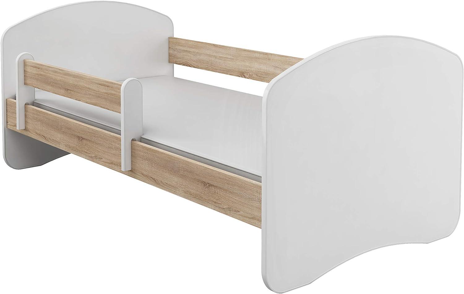 Kinderbett Jugendbett mit einer Schublade und Matratze Weiß ACMA II (180x80 cm, Eiche Sonoma) Bild 1