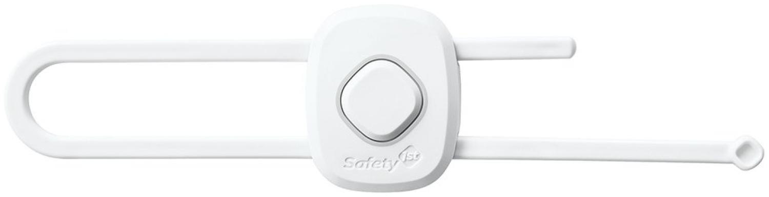 Safety 1st Secret Button Bügelsicherung, große Knopfattrappe lenkt das Kind vom eigentlichen Öffnungsknopf ab, verschließt Schranktüren durch Zusammenhalten der Griffe, weiß Bild 1
