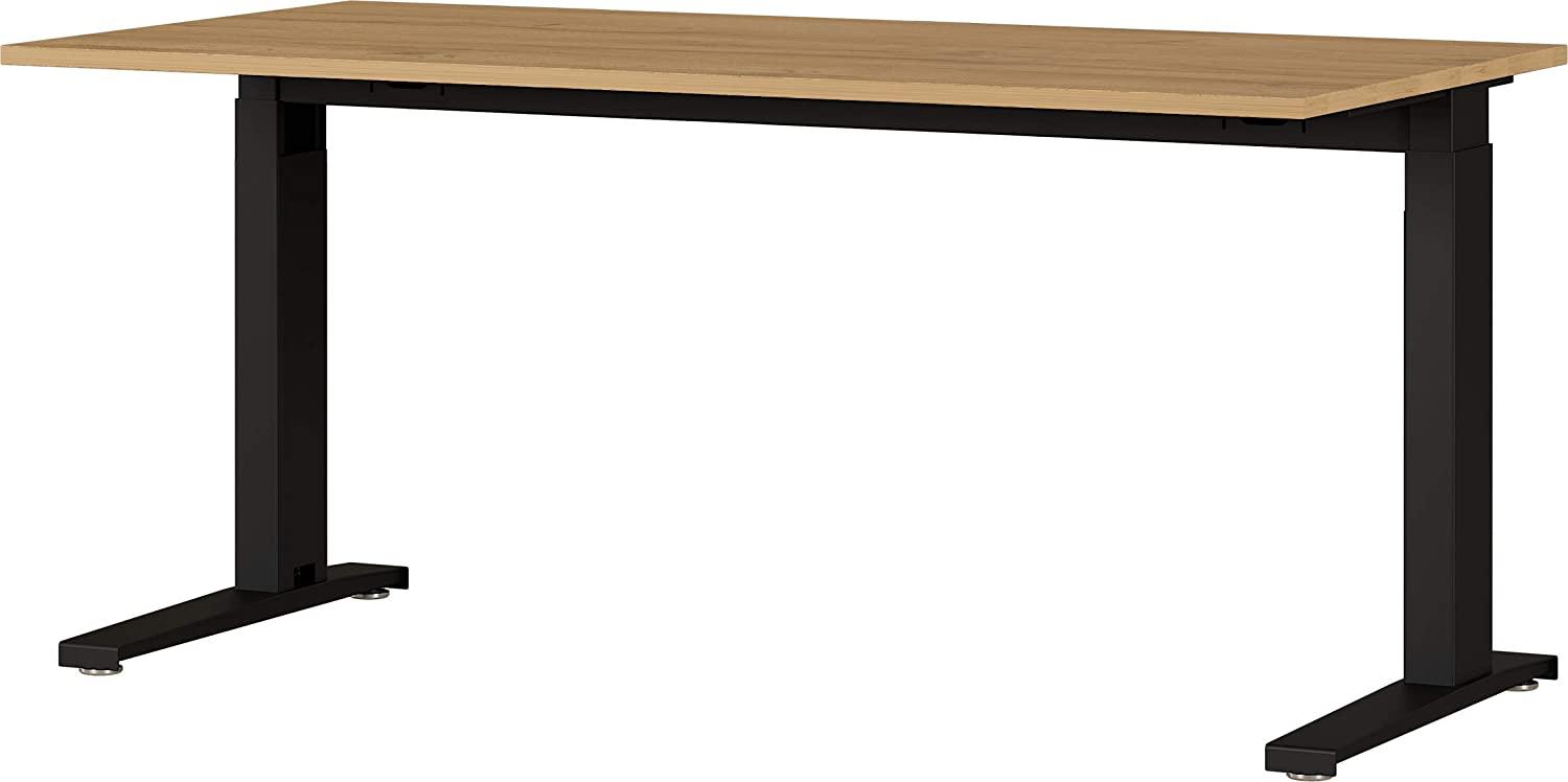 Amazon Marke - Alkove mechanisch höheneinstellbarer Schreibtisch Arlington, für ergonomisches Arbeiten, ideal für Home Office, in Grandson-Eiche-Nachbildung/Schwarz, 160 x 88 x 80 cm (BxHxT) Bild 1