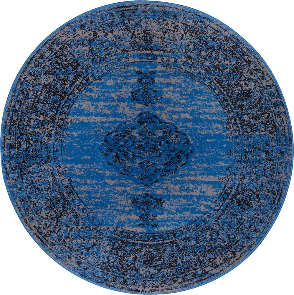 Kurzflor Teppich Méridional Jeansblau - 160 cm Durchmesser Bild 1