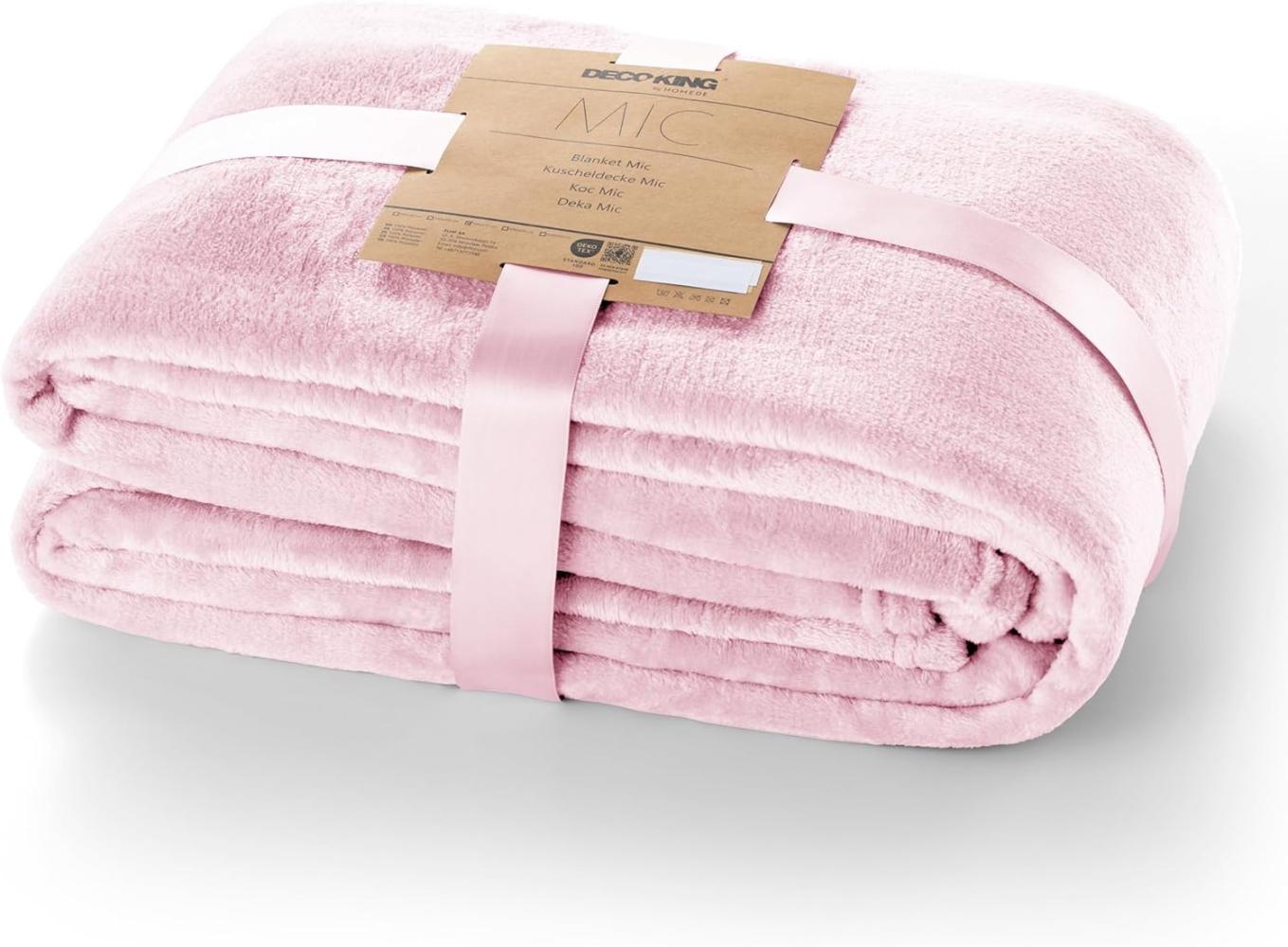 DecoKing Kuscheldecke 160x210 cm rosa Decke Microfaser Tagesdecke Fleece weich sanft kuschelig pink puderrosa powderpink Mic Bild 1