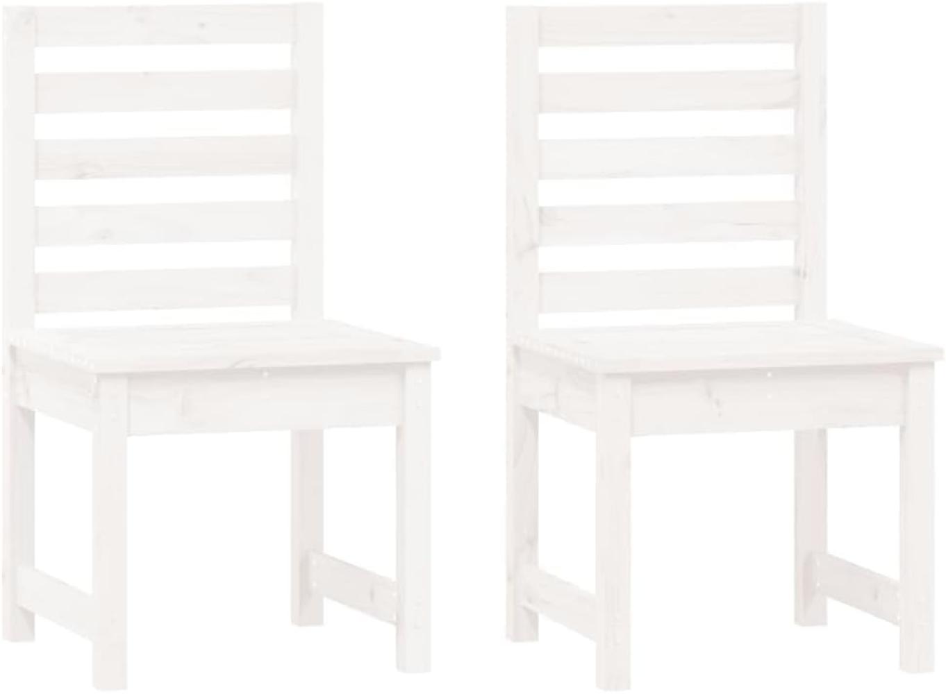 vidaXL Gartenstühle 2 Stk. Weiß 40,5x48x91,5 cm Massivholz Kiefer Bild 1
