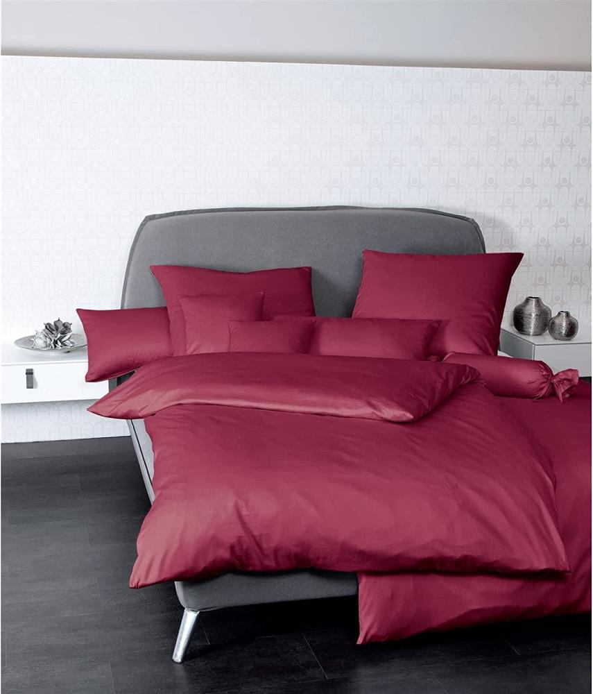 Janine Mako Satin Bettwäsche 2 teilig Bettbezug 155 x 200 cm Kopfkissenbezug 80 x 80 cm Colors 31001-81 bordeaux Bild 1