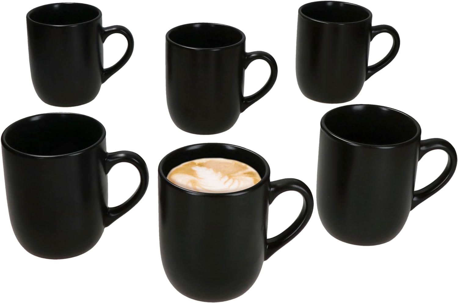 6x Panther Kaffeebecher 340ml H10,3cm schwarz Steingut-Tassen Bild 1