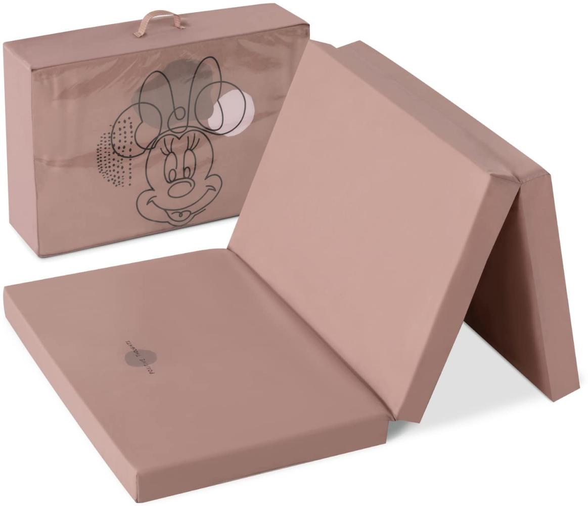 Hauck Disney Reisebettmatratze Sleeper, 120x60 cm, 5 cm dick, Faltmatratze für Baby und Kinder Bett, Kompakt Klappbar, inklusive Tragetasche, Minnie Mouse Rosa Bild 1