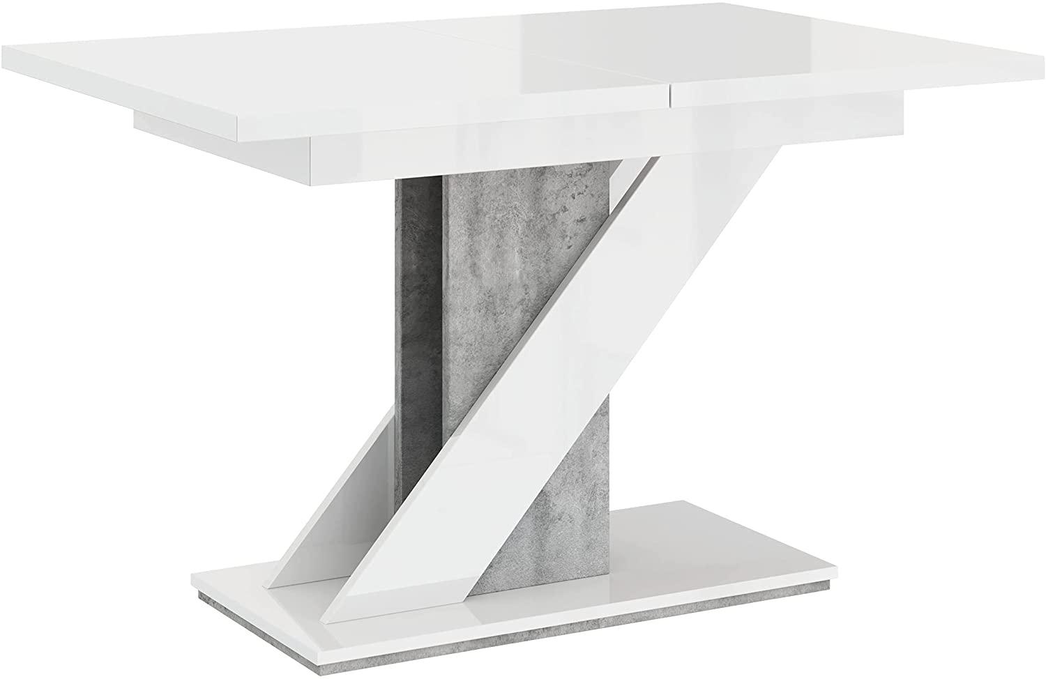 Mirjan24 Tisch Malzik, weiß Hochglanz / beton Bild 1