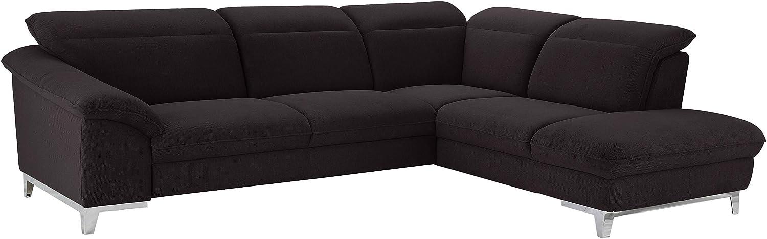 Mivano Eckcouch Teresa / L-Form-Sofa mit verstellbaren Kopfstützen und Ottomane / 293 x 84 x 232 / Mikrofaser, Schwarz Bild 1