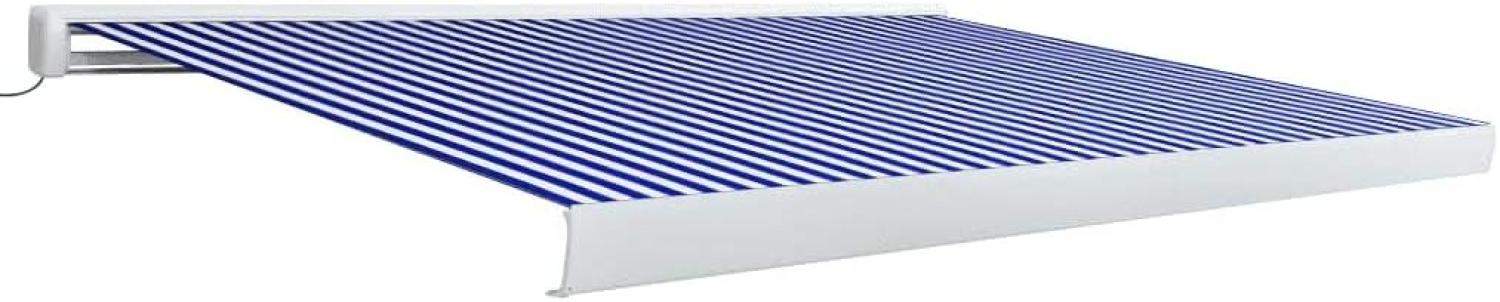 Motorisierte Kassetten-Markise 450x300 cm Blau und Weiß Bild 1