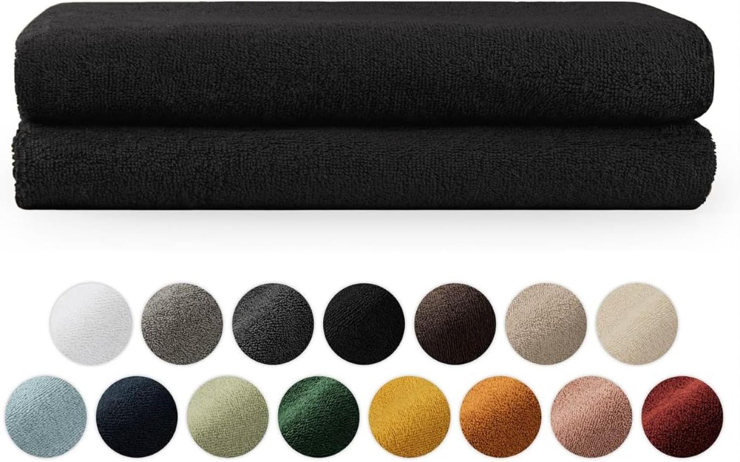 Blumtal Premium Frottier Handtücher Set mit Aufhängschlaufen - Baumwolle Oeko-TEX Zertifiziert, weich, saugstark - 2X Badetuch (70x140 cm), Schwarz Bild 1