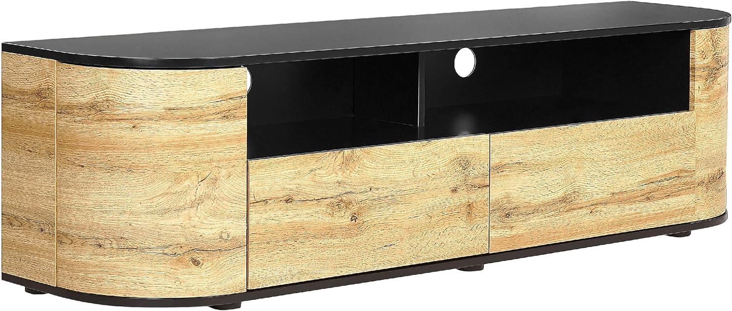 TV-Möbel heller Holzfarbton schwarz 160 x 40 x 44 cm JEROME Bild 1