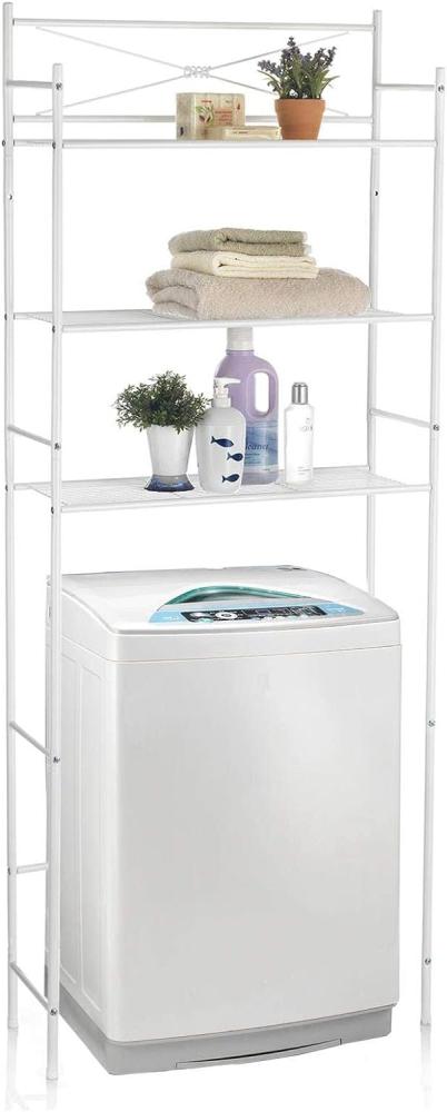 CARO-Möbel Waschmaschinenregal MARSA Toilettenregal Badezimmerregal Bad WC Stand Regal mit 3 Ablagen in weiß Bild 1