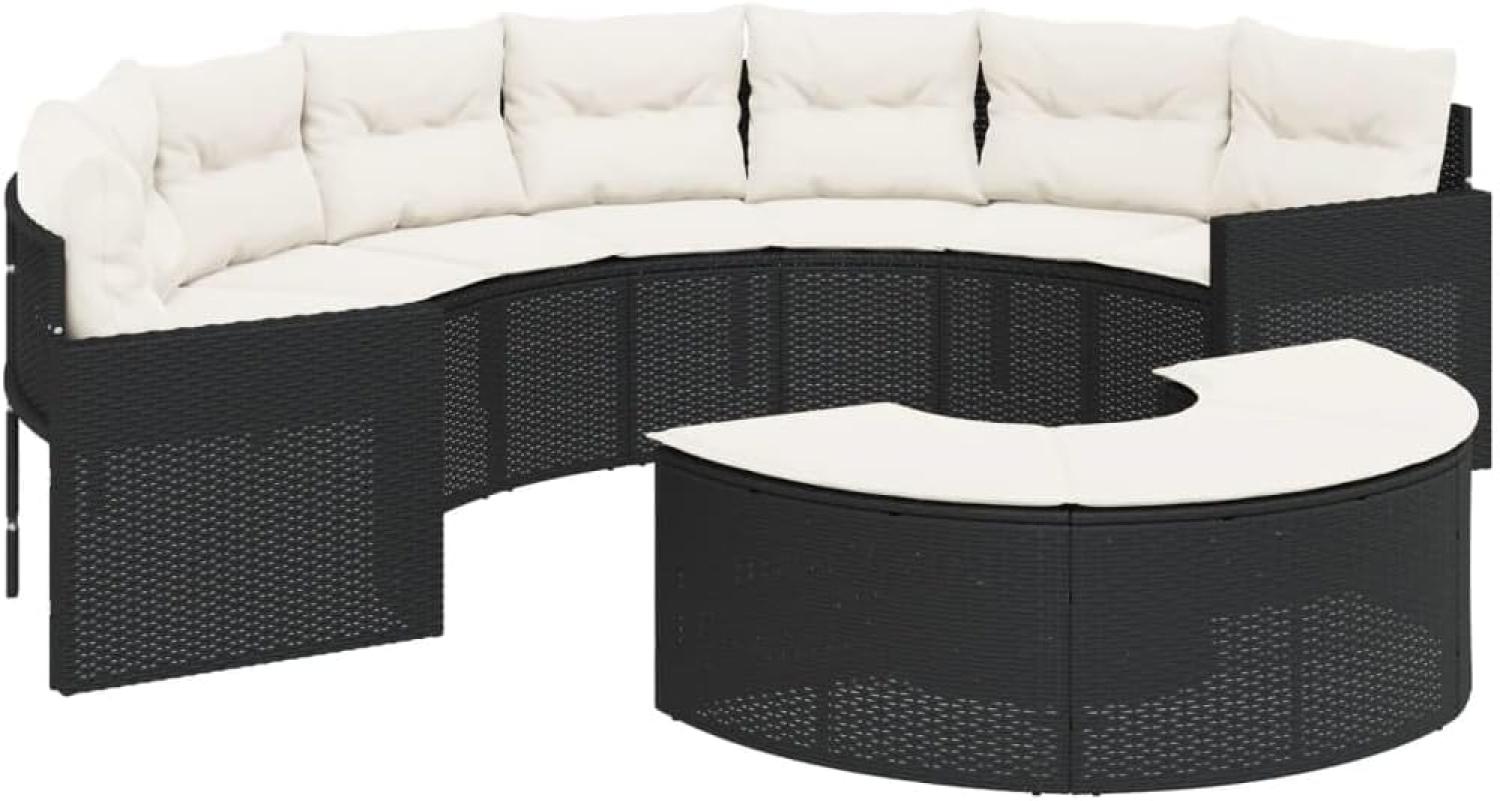 2-tlg. Garten-Sofagarnitur Halbrund Schwarz Poly-Rattan 3262061 Bild 1