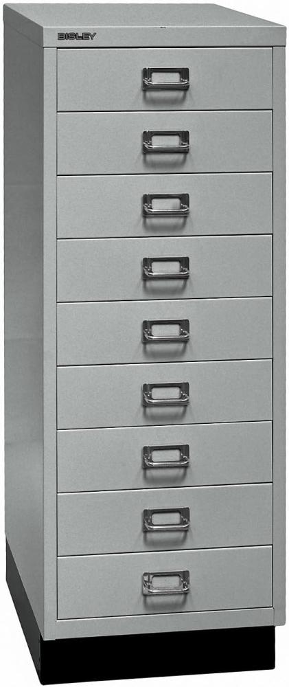 Bisley MultiDrawer™, 39er Serie mit Sockel, DIN A3, 9 Schubladen, Farbe silber Bild 1