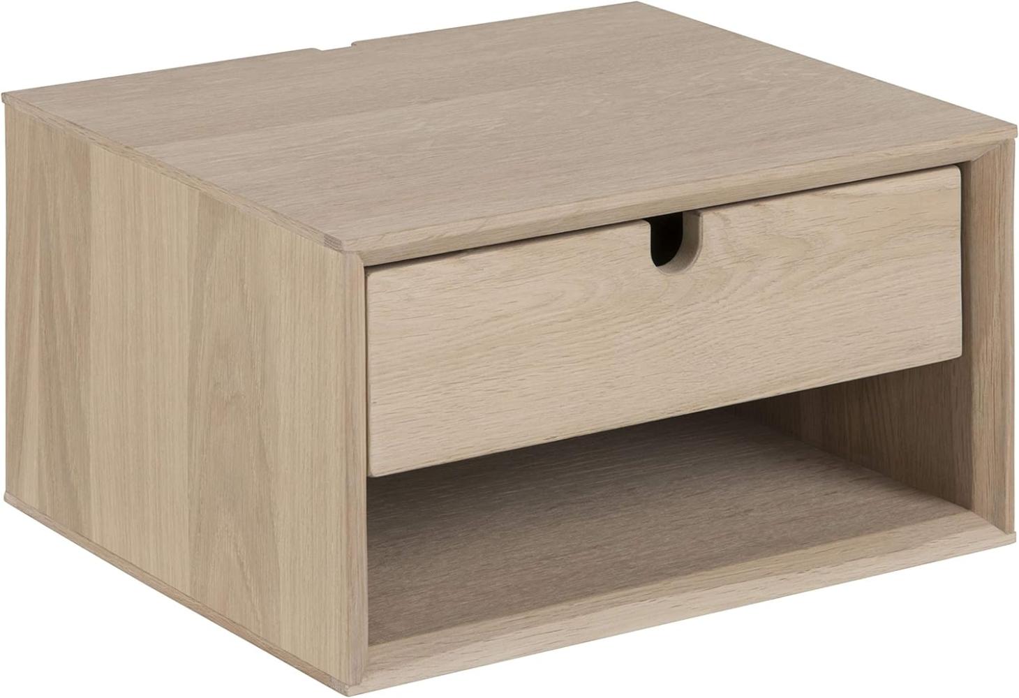 AC Design Furniture Lena Nachttisch aus Holz für Wandmontage, Beistelltisch mit 1 Schublade, Wandregal fürs Schlafzimmer, B: 37 x T: 32 x H: 21 cm, Eiche Furnier, 1 Stk. Bild 1