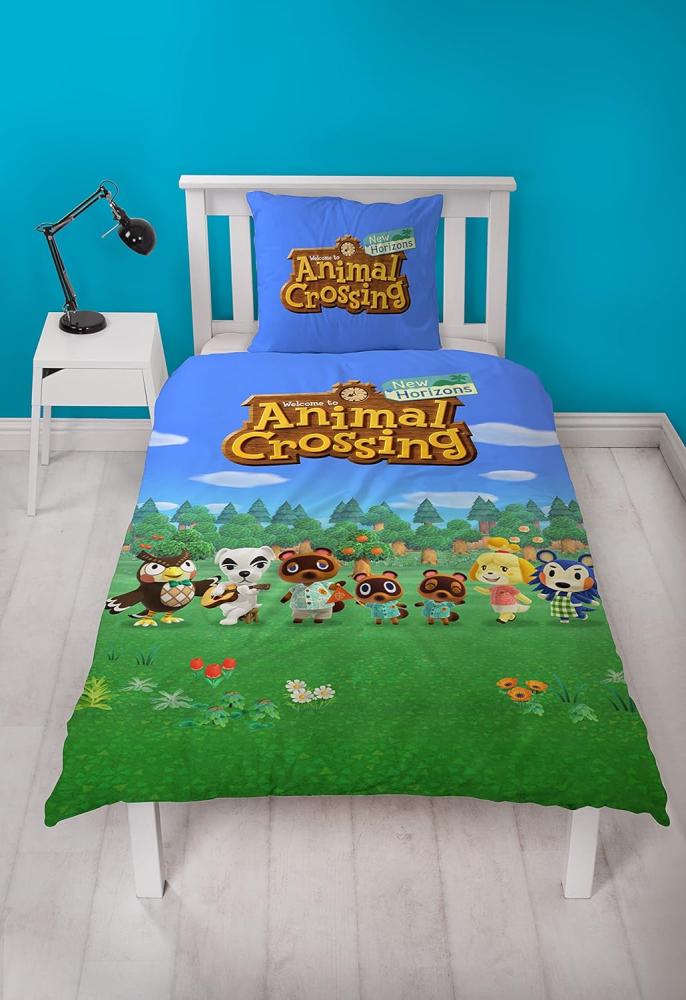 Animal Crossing Wende-Bettwäsche Set 135x200 80x80cm 100% Baumwolle Linon Bild 1