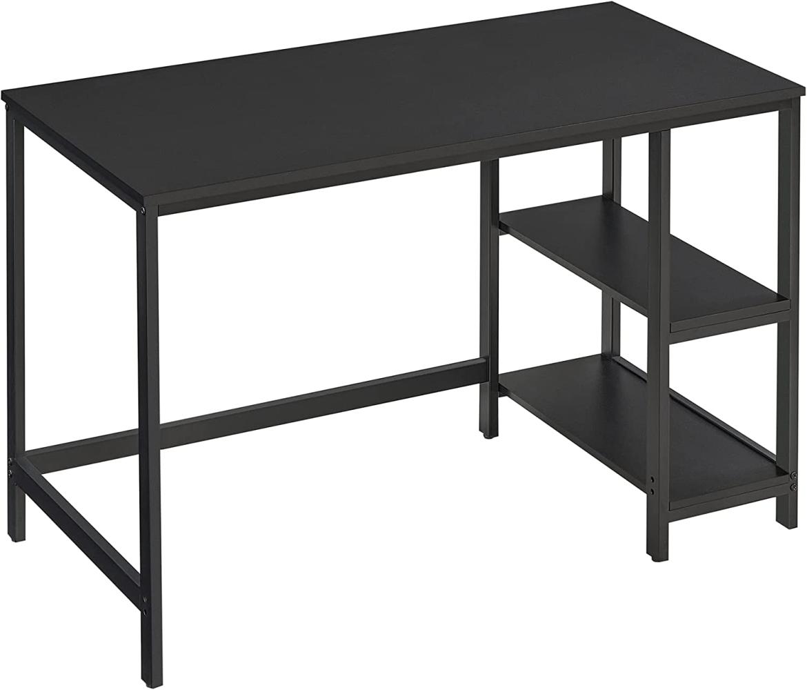 VASAGLE Schreibtisch, Computertisch, PC-Tisch, Bürotisch, mit 2 Ablagen auf der rechten oder linken Seite, fürs Büro, Wohnzimmer, Stahlgestell, Industrie-Design, schwarz LWD047B16 Bild 1