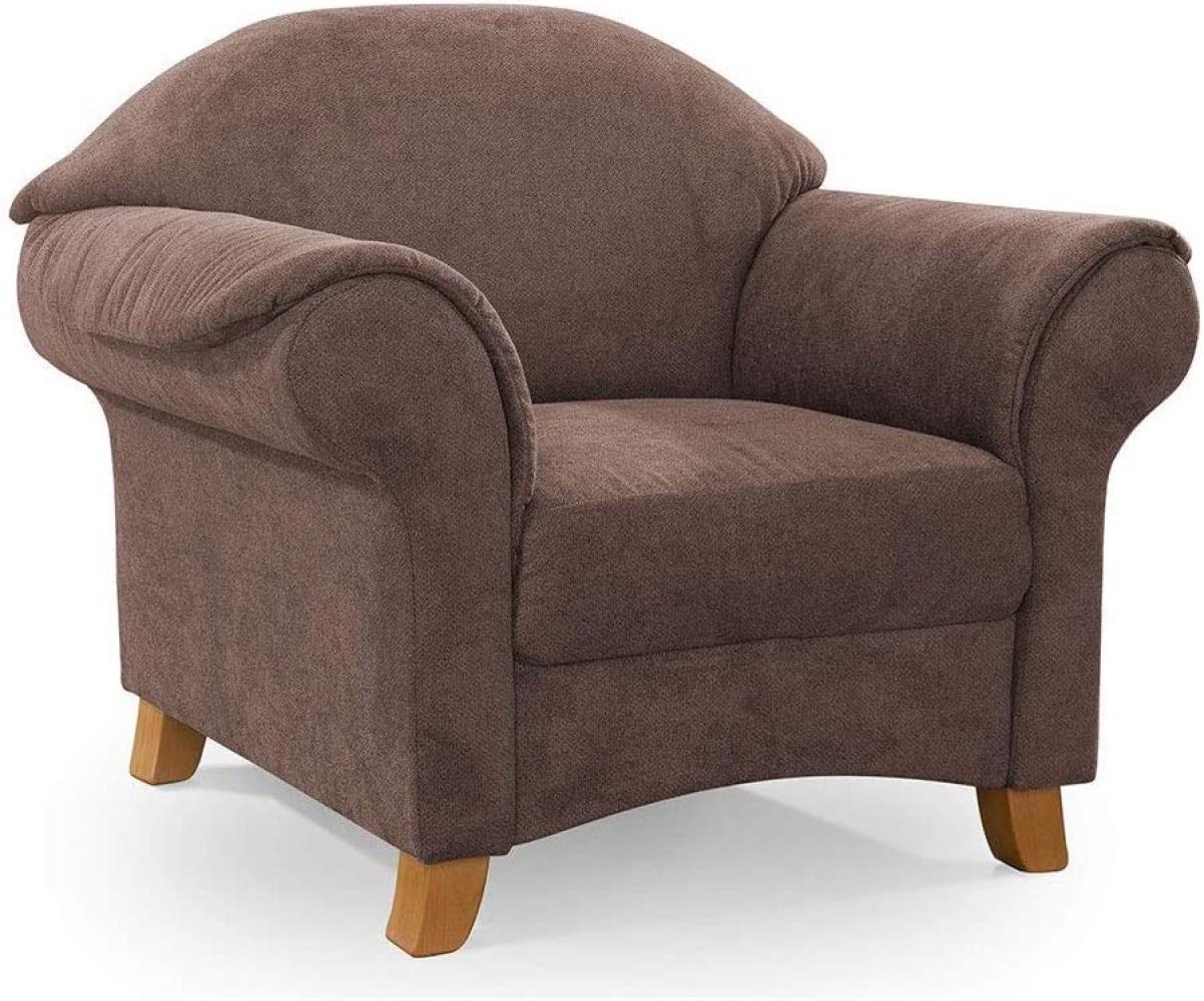 Cavadore Sessel Maifayr mit Federkern / Moderner Lounge-Sessel im Landhausstil mit Holzfüßen / 109 x 90 x 90 / braun Bild 1