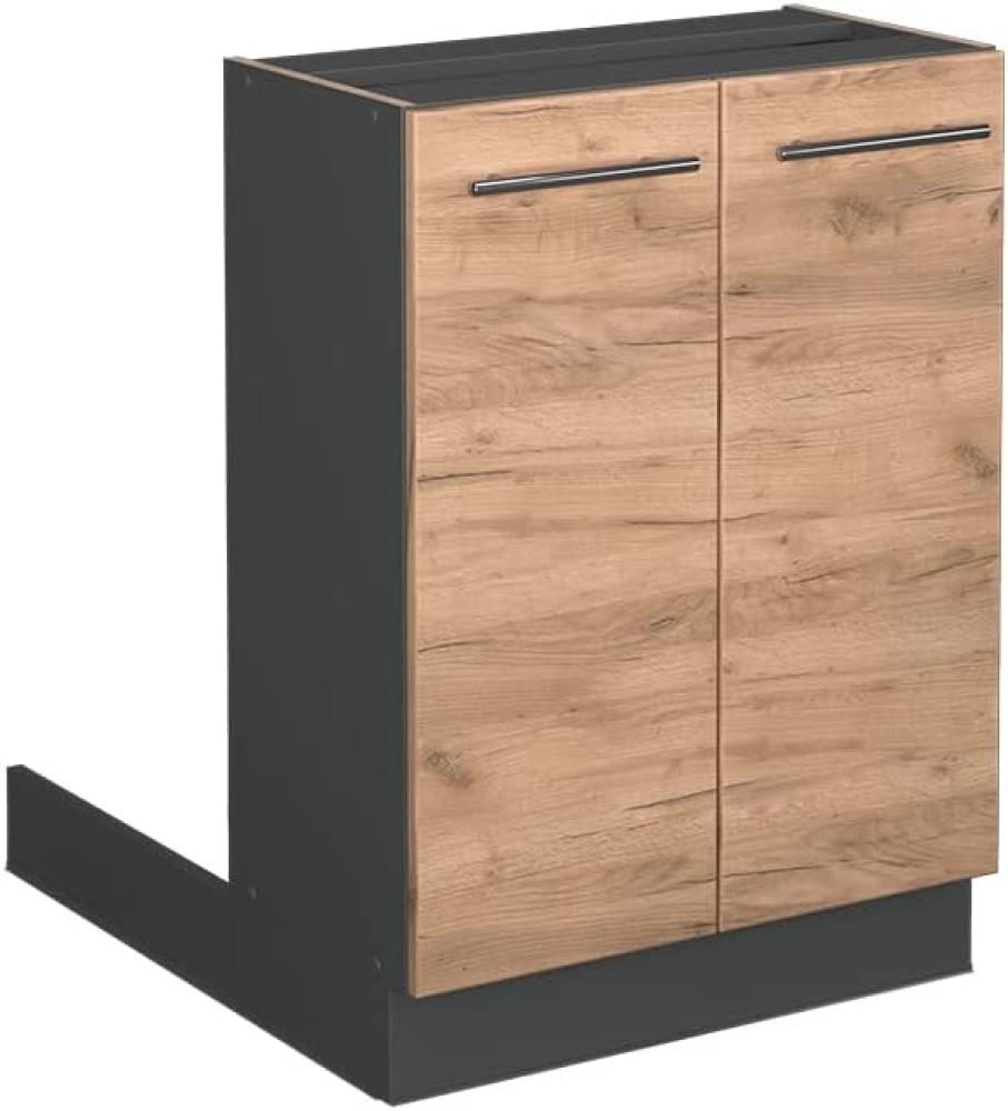 Vicco Küchenschrank Küchenmöbel Fame-Line modern Küche Einbauküche Küchenzeile Blende Unterschrank Hochschrank Hängeschrank (Anthrazit-Eiche, Regalinselunterschrank 60 cm) Bild 1