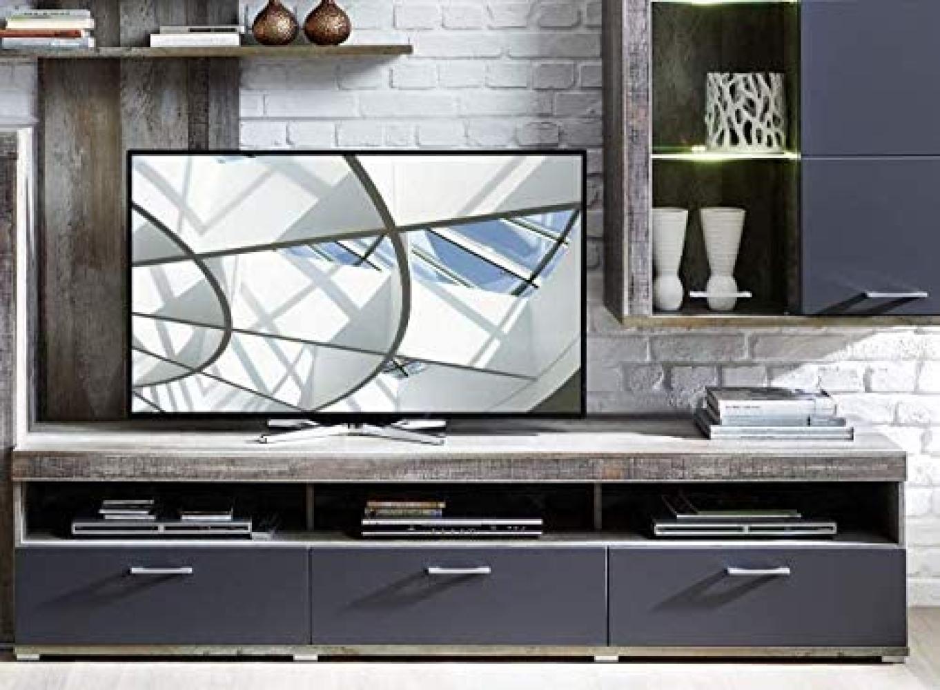 CROWN X TV-Board in Driftwood Optik, Graphit - hochwertiges Low-Board für Ihr Wohnzimmer - 210 x 50 x 48 cm (B/H/T) Bild 1