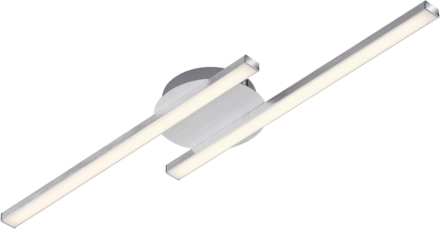 Briloner Leuchten – LED Deckenleuchte, Deckenlampe, 2-flammig, 2 x 6W, warm weißes Licht, 55. 4 cm, aluminiumfarbig Bild 1
