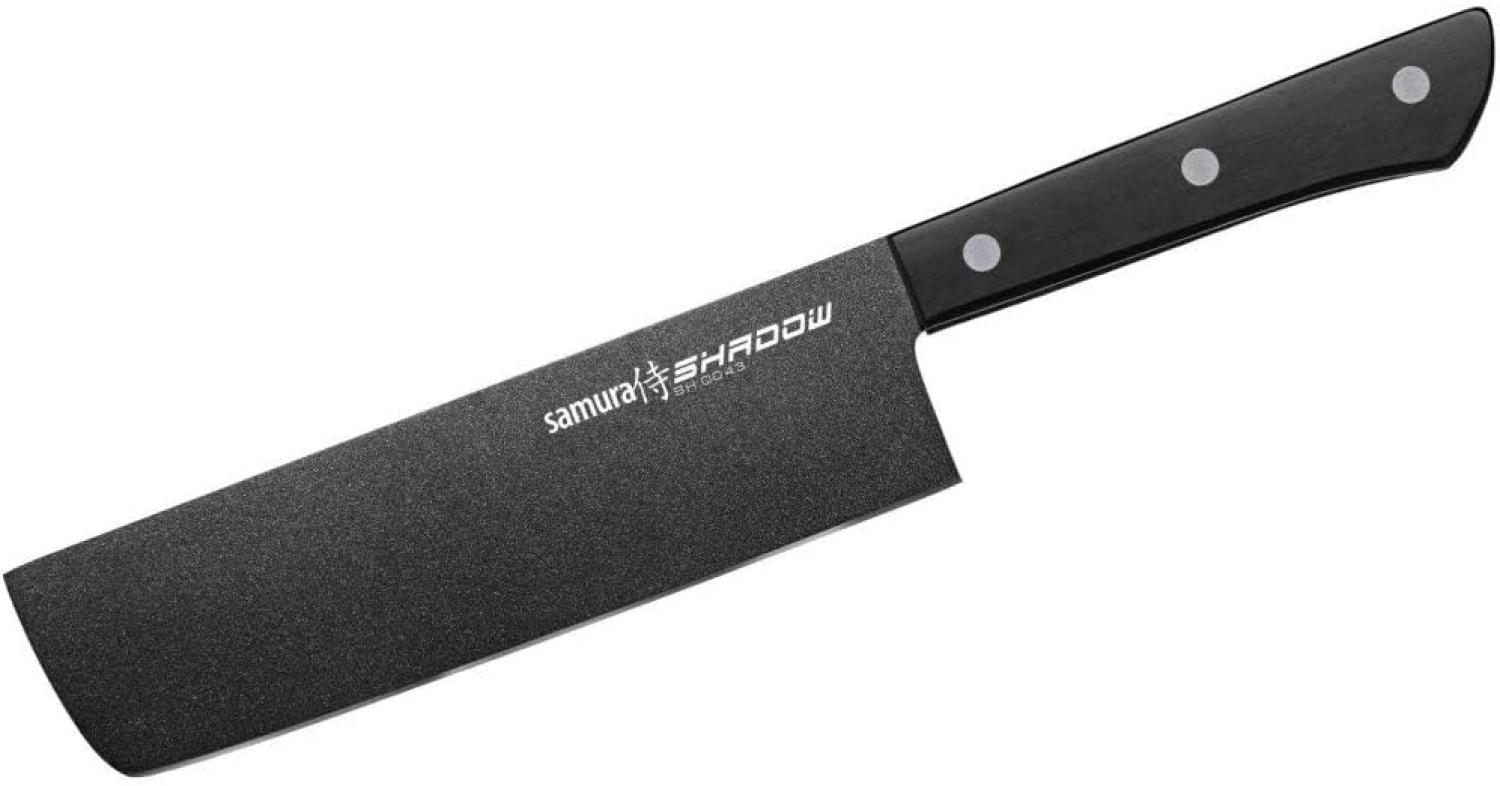 Samura SHADOW Universal-Nakiri-Messer mit schwarzer Antihaftbeschichtung 6. 7 /170 mm aus AUS 8 japanischem Stahl 59 HRC (SH-0043) Bild 1