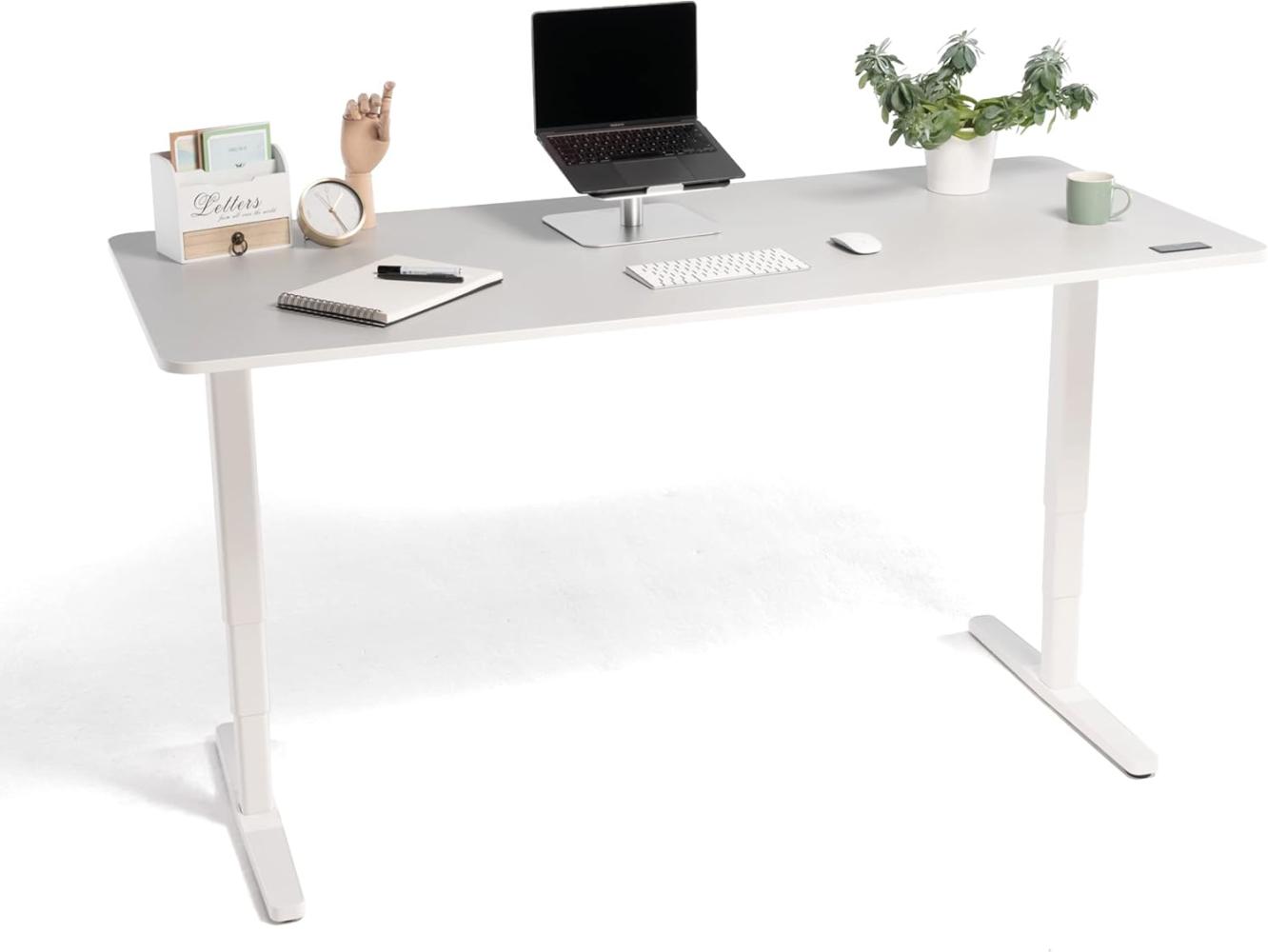 Yaasa Desk Pro II Elektrisch Höhenverstellbarer Schreibtisch mit Memory Funktion und Kollisionssensor, Hellgrau 160 x 80 cm Bild 1