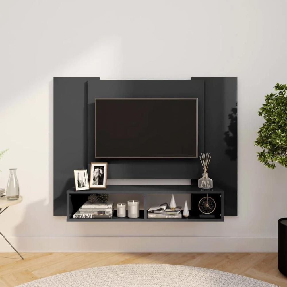 TV-Wandschrank Hochglanz-Grau 120x23,5x90 cm Spanplatte [808295] Bild 1