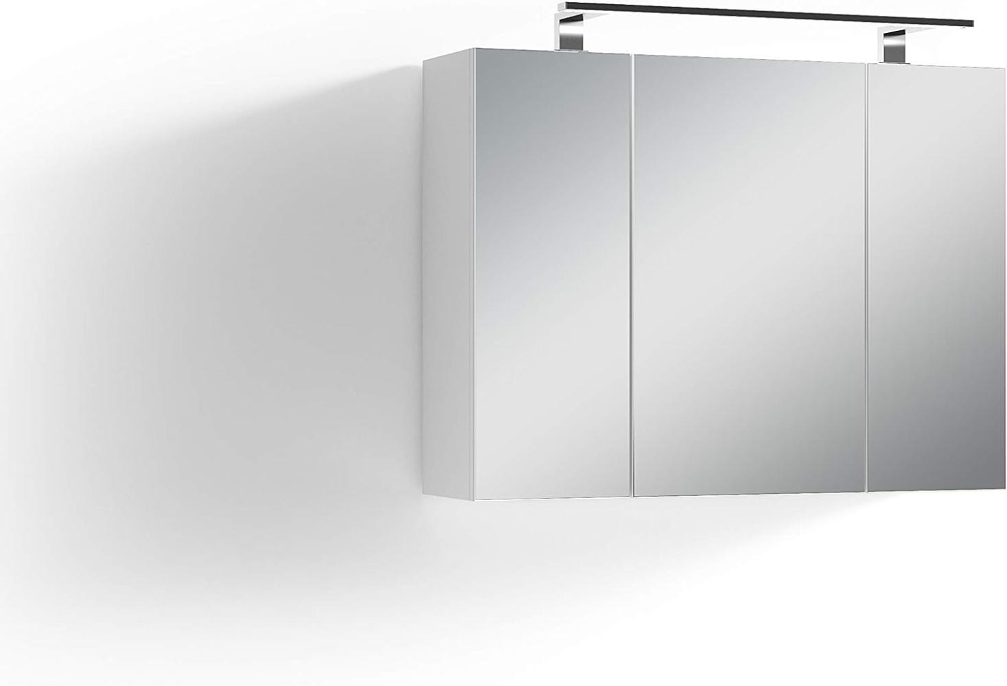 byLIVING Spiegelschrank SPREE/Korpus matt weiß mit Spiegeltüren/Hängeschrank mit Soft-Close-Funktion/Inklusive LED-Beleuchtung/Badschrank mit Stecker- und Schalterdose/B 80, H 60, T 20 cm, 93630 Bild 1