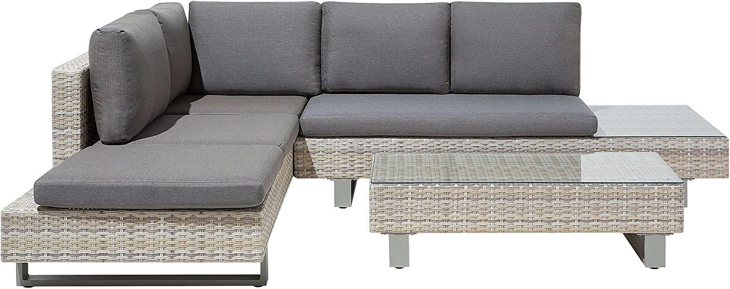 Lounge Set Rattan beige 5-Sitzer modular Auflagen grau LANCIANO Bild 1