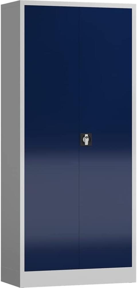 Aktenschrank Metallschrank 2 Türen 4 Fachböden 194,5x92x42cm grau/enzianblau Bild 1